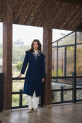 Navy Blue Long Coat - Reej.me