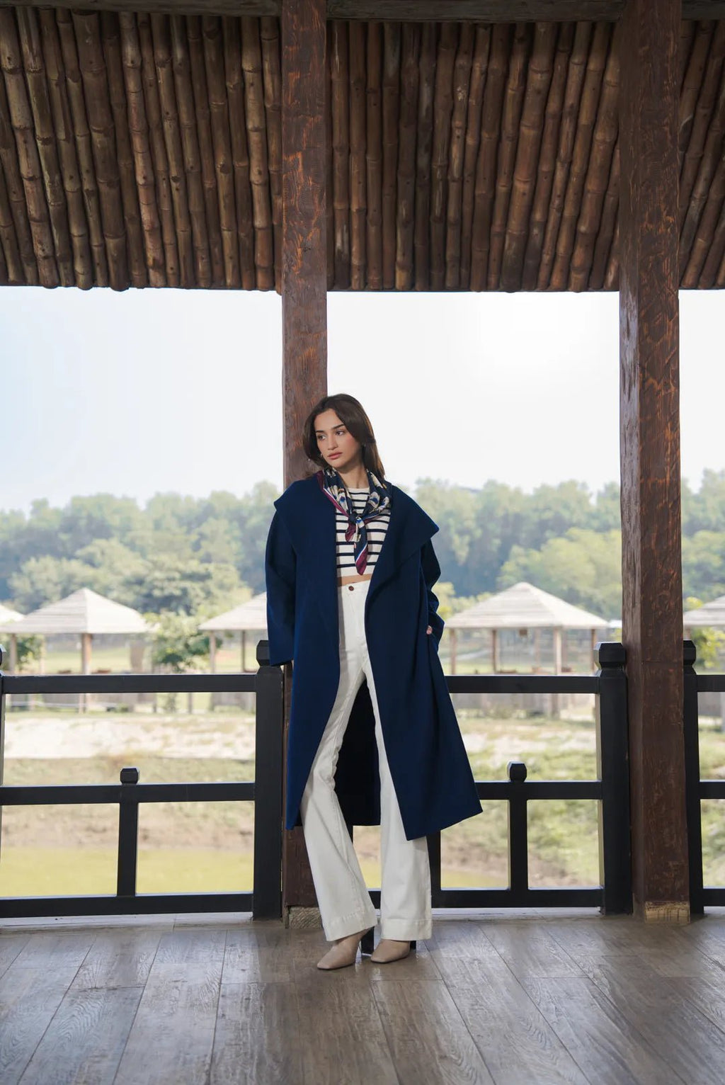 Navy Blue Long Coat - Reej.me