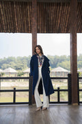 Navy Blue Long Coat - Reej.me