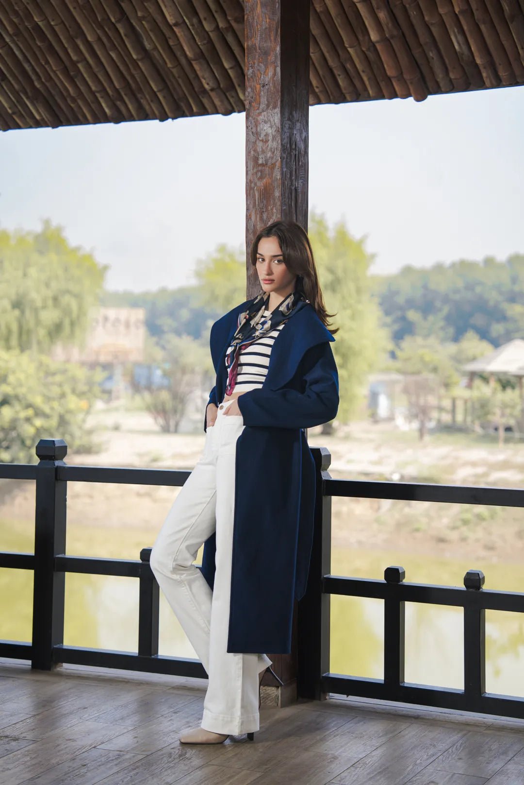 Navy Blue Long Coat - Reej.me