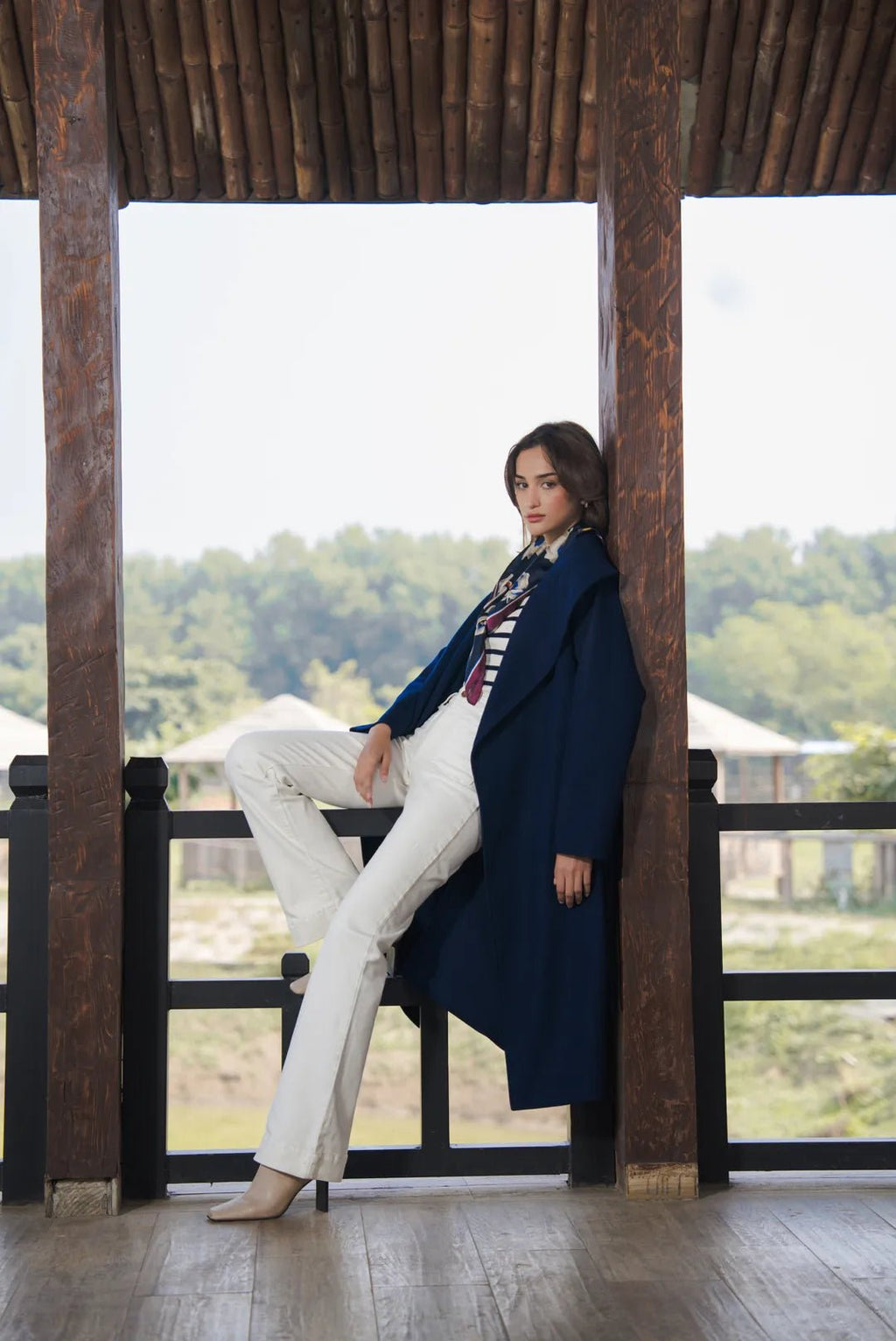 Navy Blue Long Coat - Reej.me